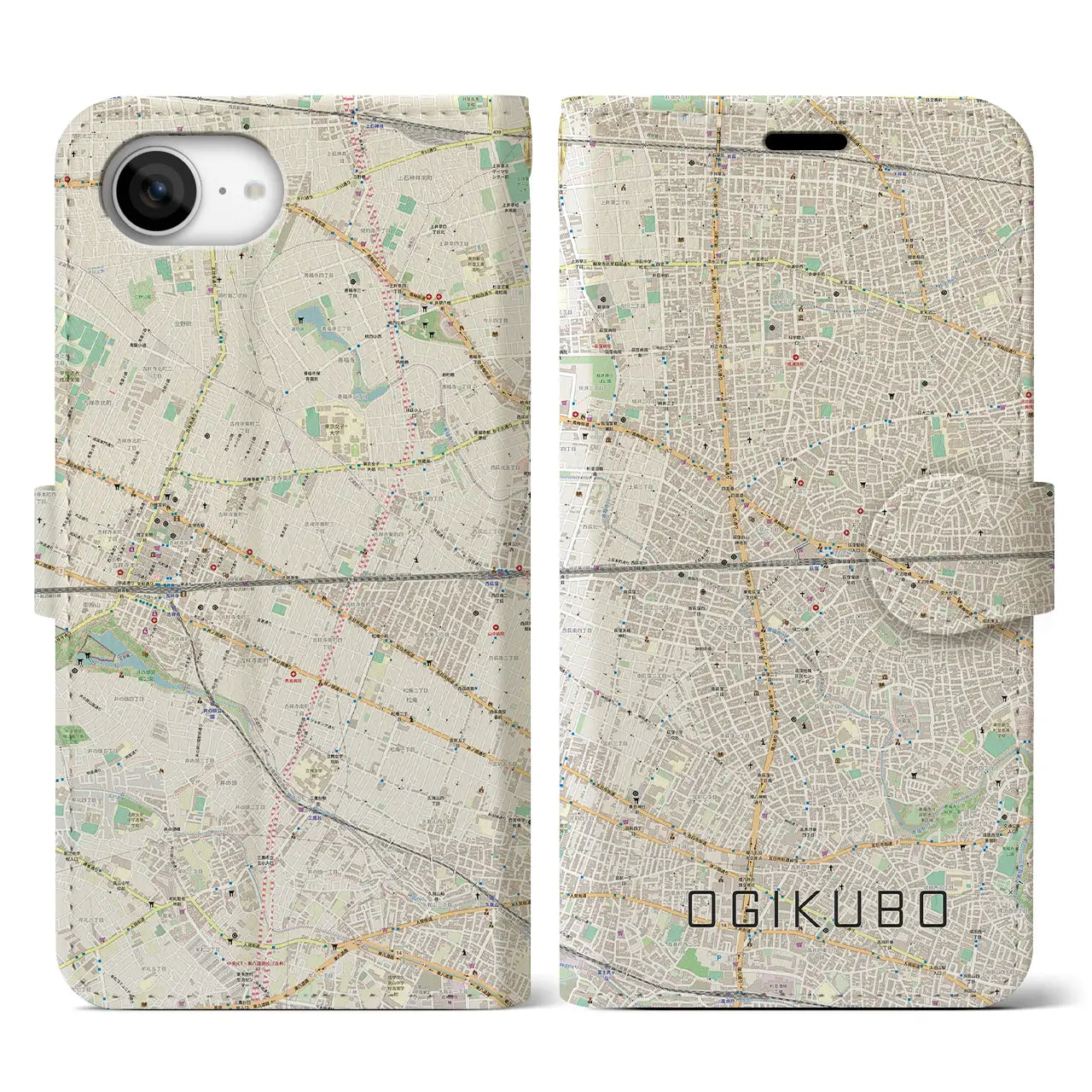 【荻窪2(東京都)】地図柄iPhoneケース(手帳タイプ)