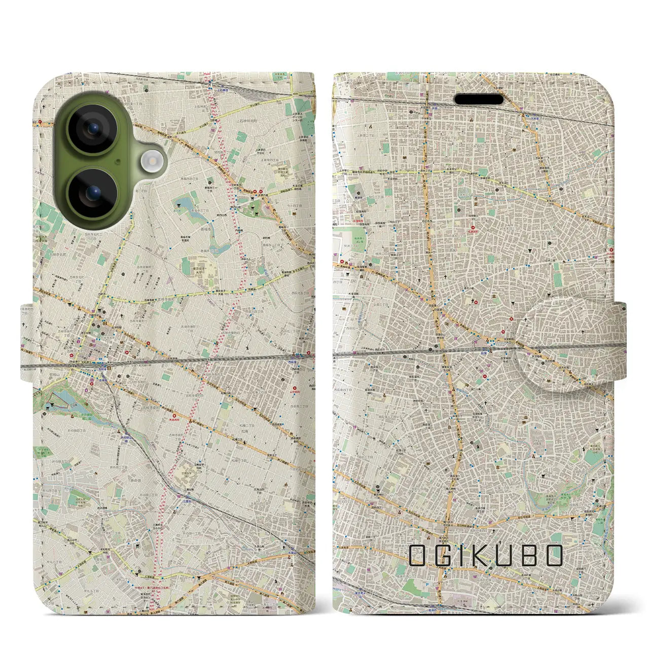 【荻窪2(東京都)】地図柄iPhoneケース(手帳タイプ)