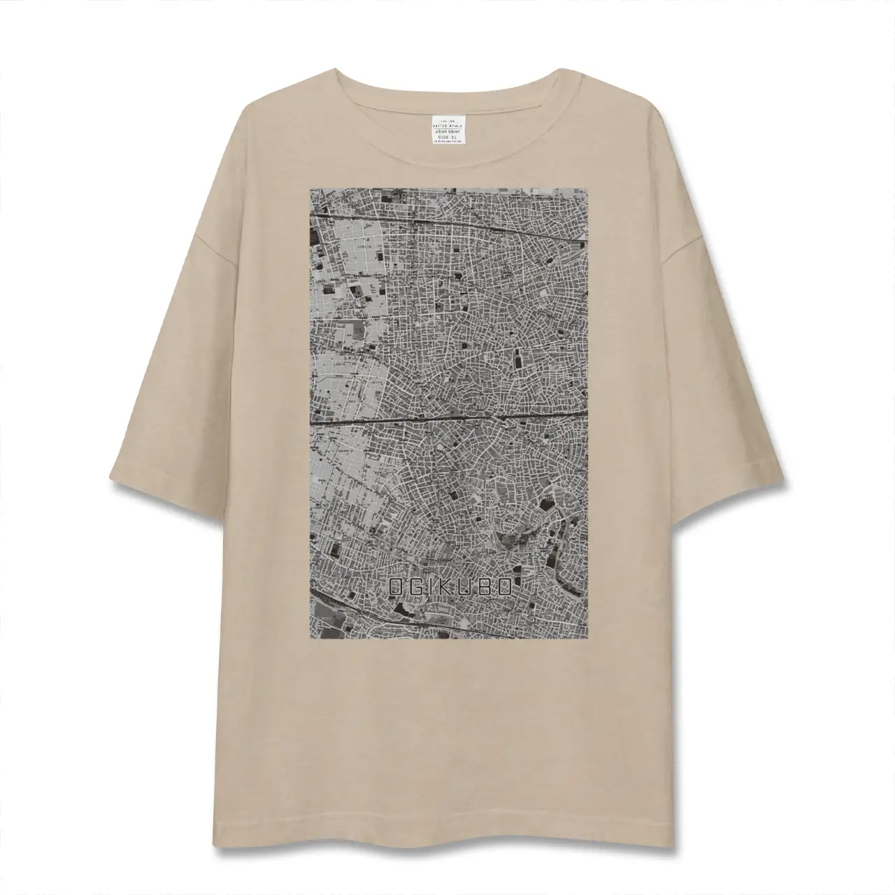 【荻窪2(東京都)】地図柄ビッグシルエットTシャツ