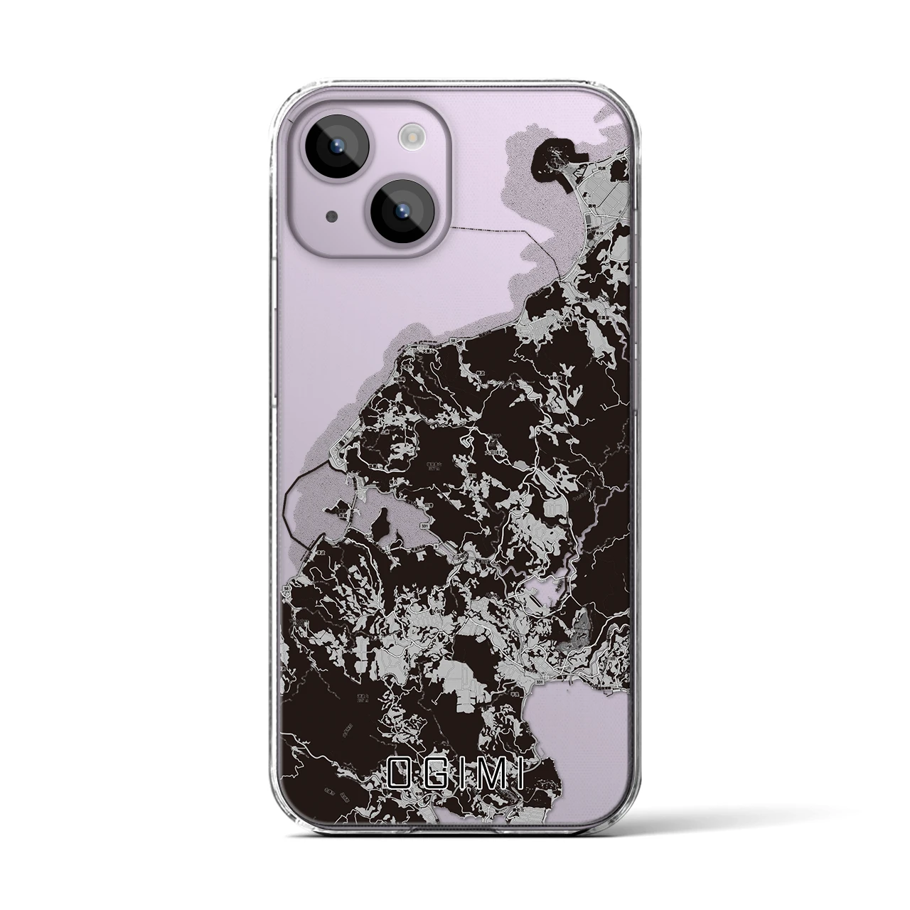【大宜味(沖縄県)】地図柄iPhoneケース(クリアタイプ)モノトーン・iPhone 14 用