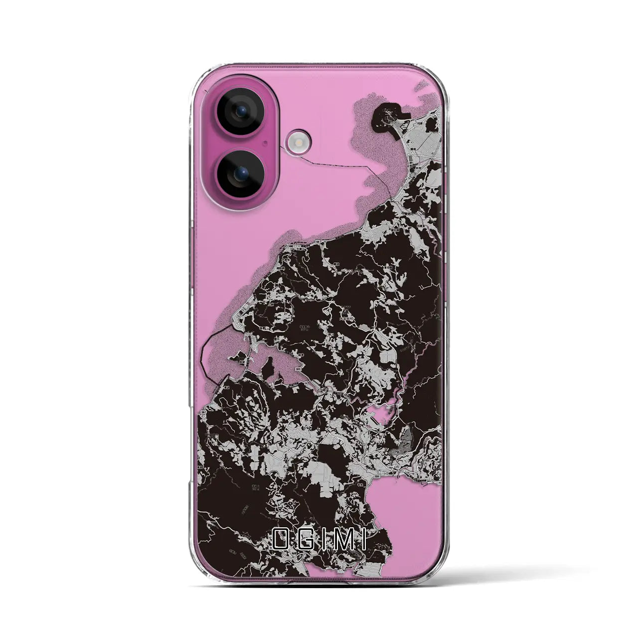 【大宜味(沖縄県)】地図柄iPhoneケース(クリアタイプ)モノトーン・iPhone 16 Pro 用