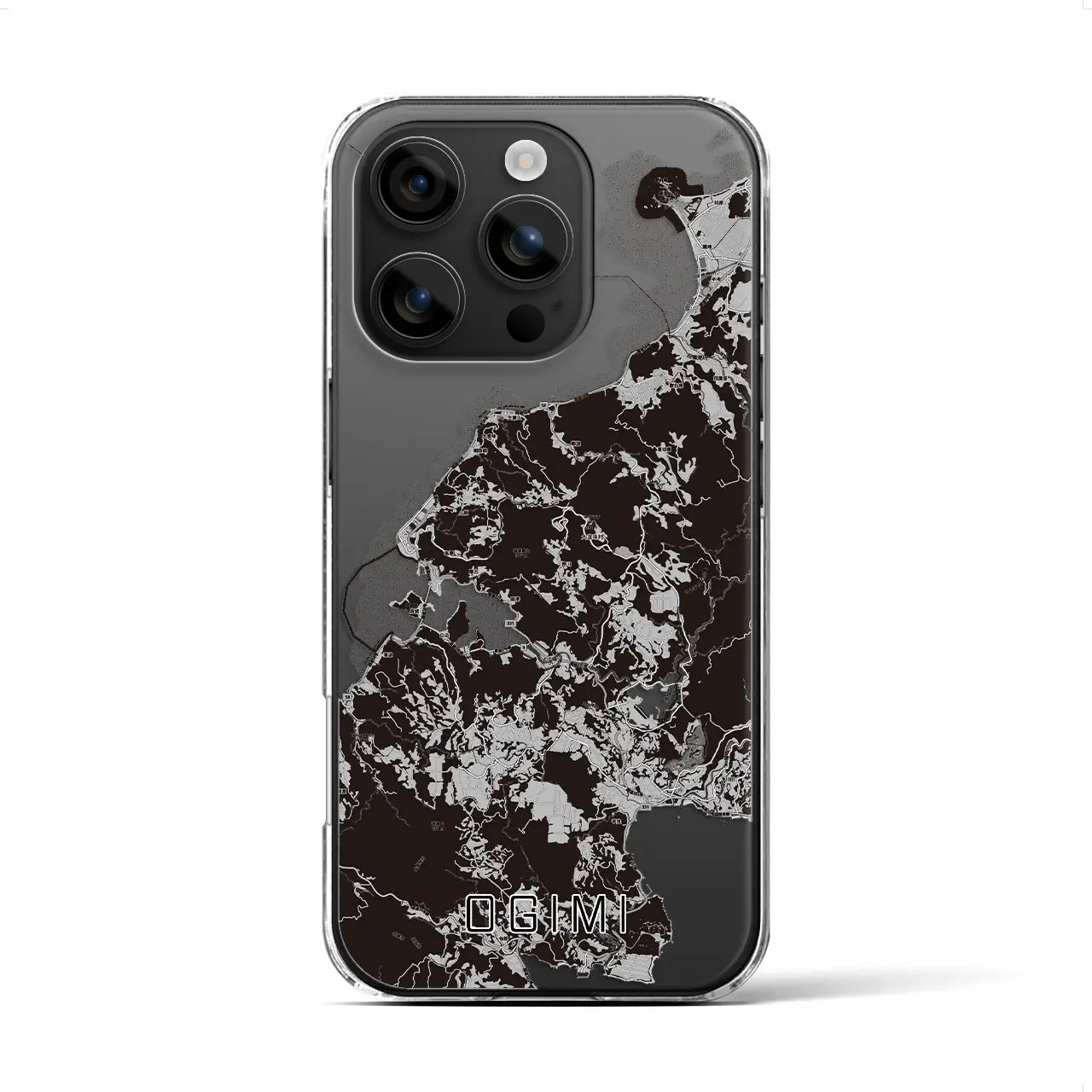 【大宜味(沖縄県)】地図柄iPhoneケース(クリアタイプ)モノトーン・iPhone 16 用