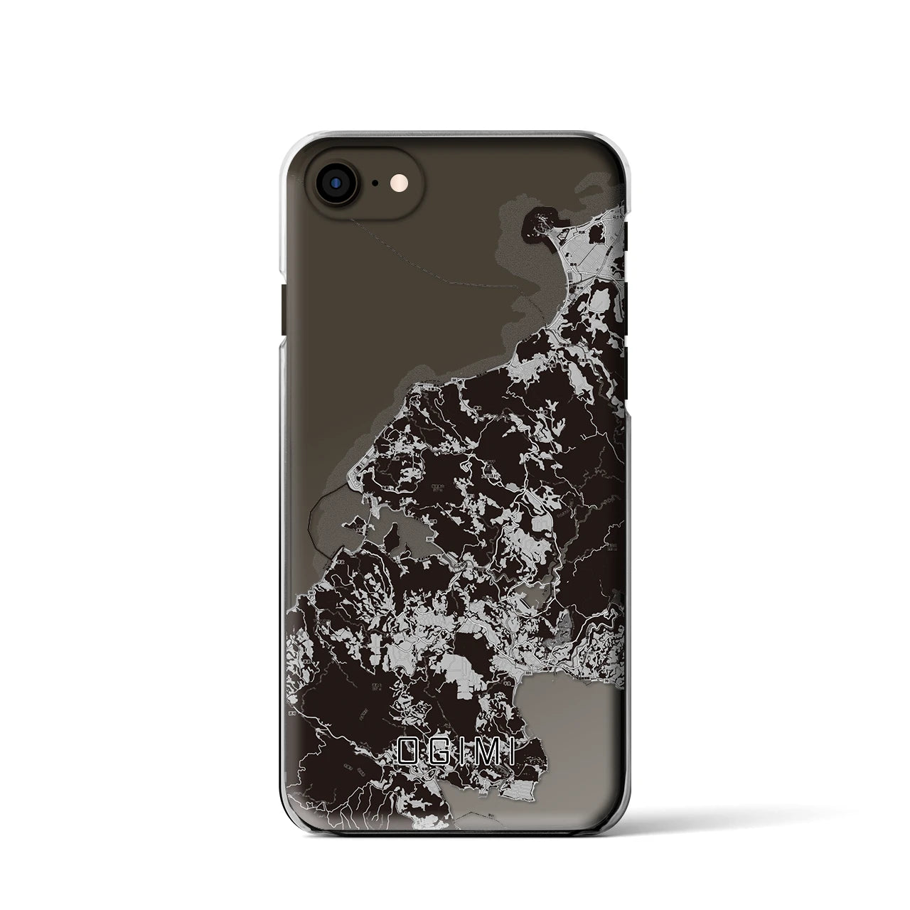 【大宜味(沖縄県)】地図柄iPhoneケース(クリアタイプ)モノトーン・iPhone SE(第3 / 第2世代) / 8 / 7 / 6s / 6 用