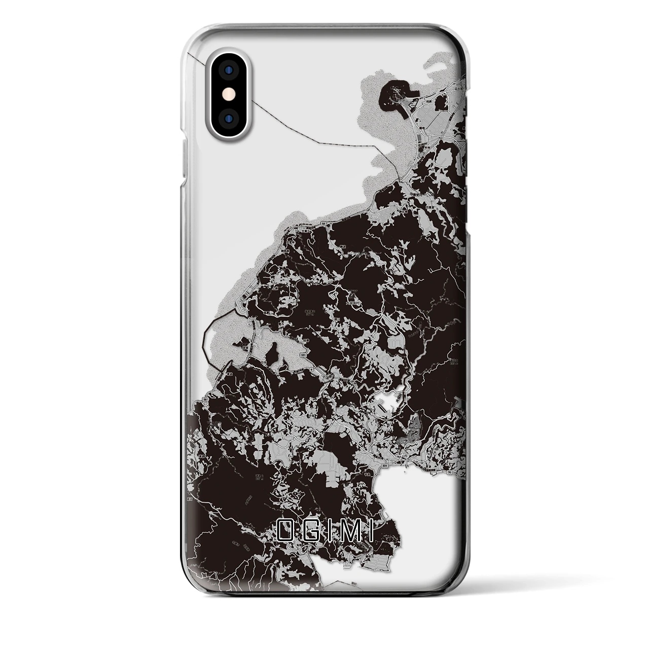 【大宜味(沖縄県)】地図柄iPhoneケース(クリアタイプ)モノトーン・iPhone XS Max 用