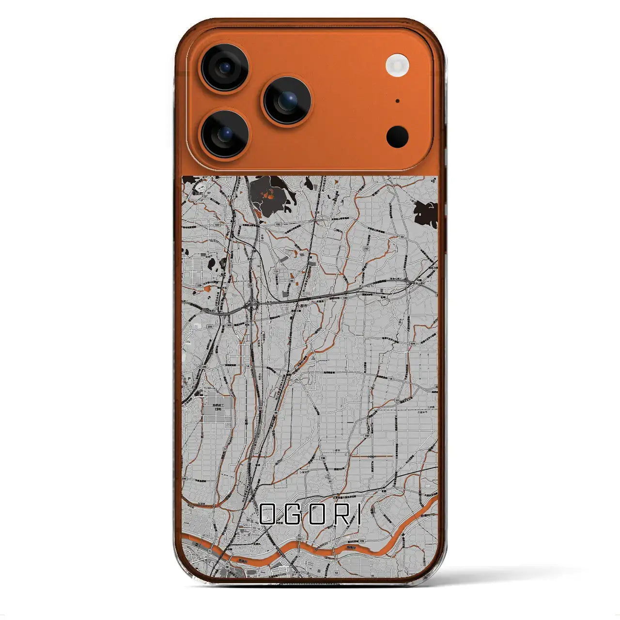 【小郡(福岡県)】地図柄iPhoneケース(クリアタイプ)モノトーン・iPhone 17 Pro Max 用