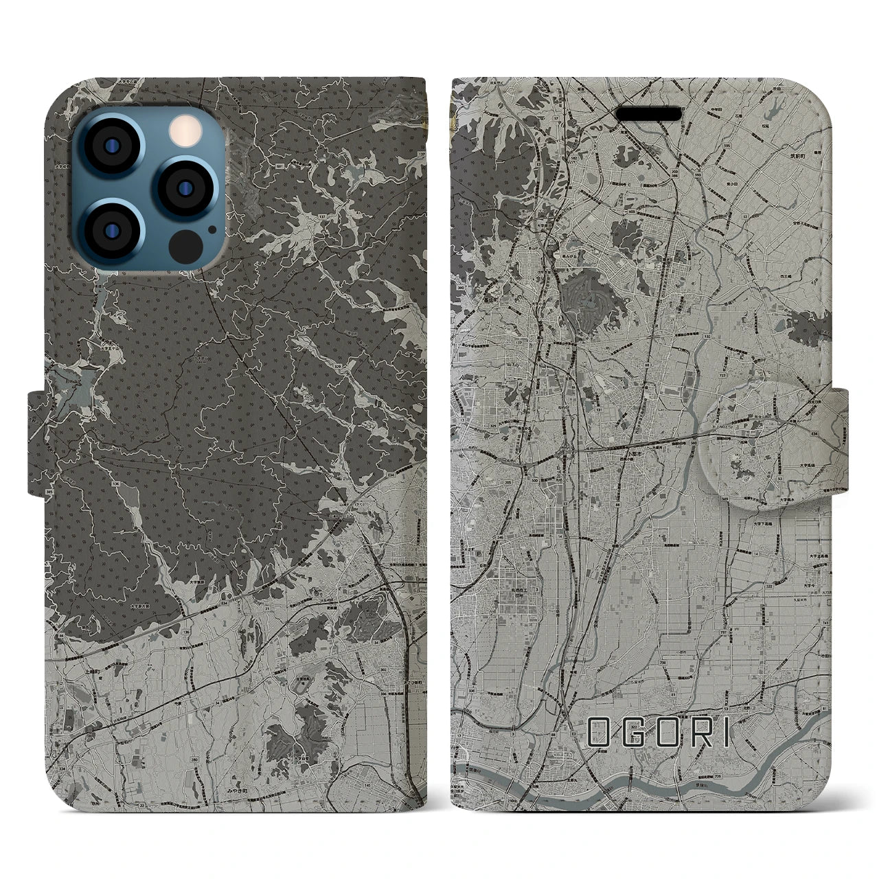 【小郡(福岡県)】地図柄iPhoneケース(手帳タイプ)