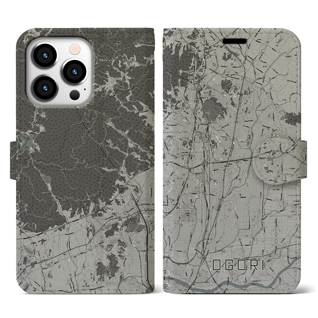 【小郡(福岡県)】地図柄iPhoneケース(手帳タイプ)