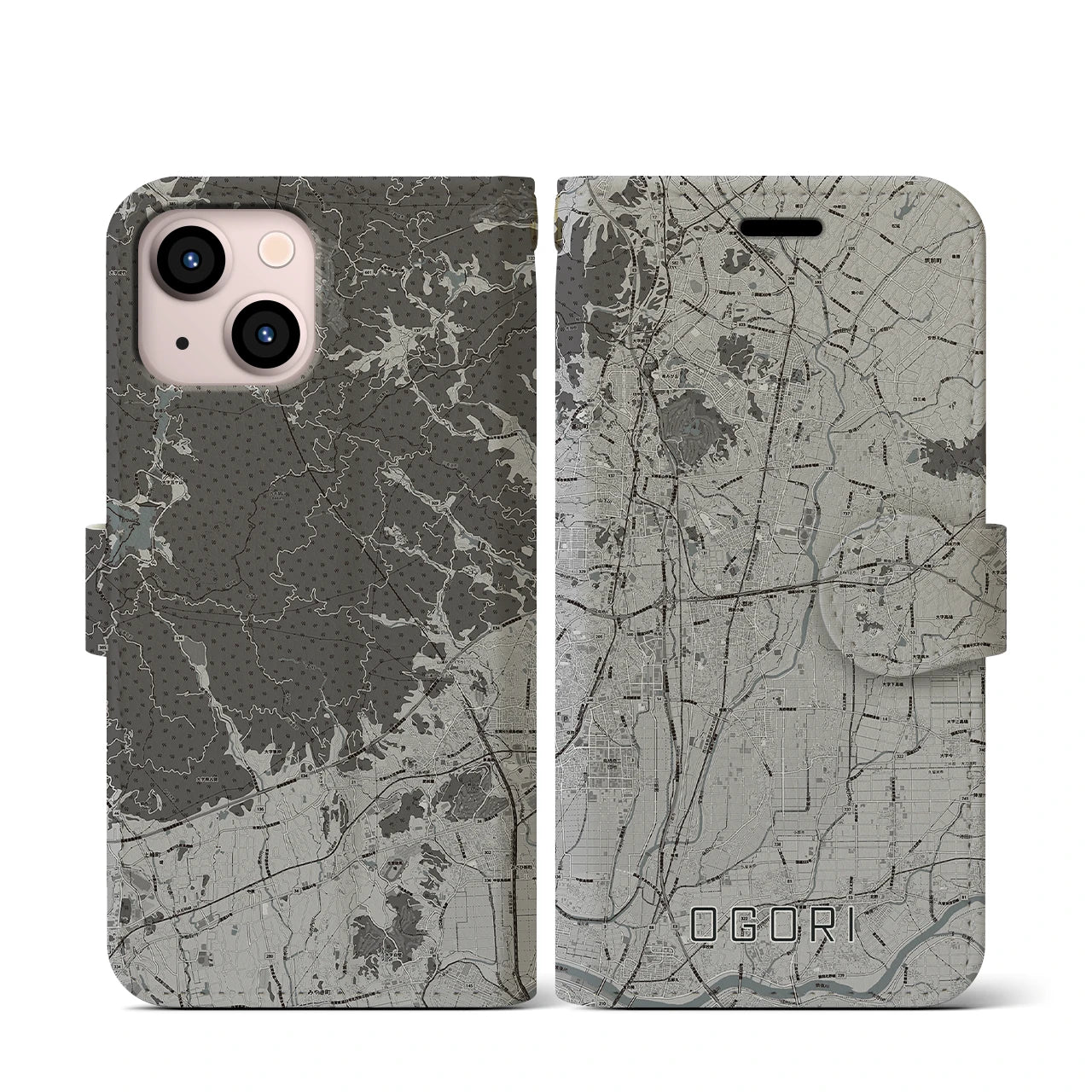 【小郡(福岡県)】地図柄iPhoneケース(手帳タイプ)