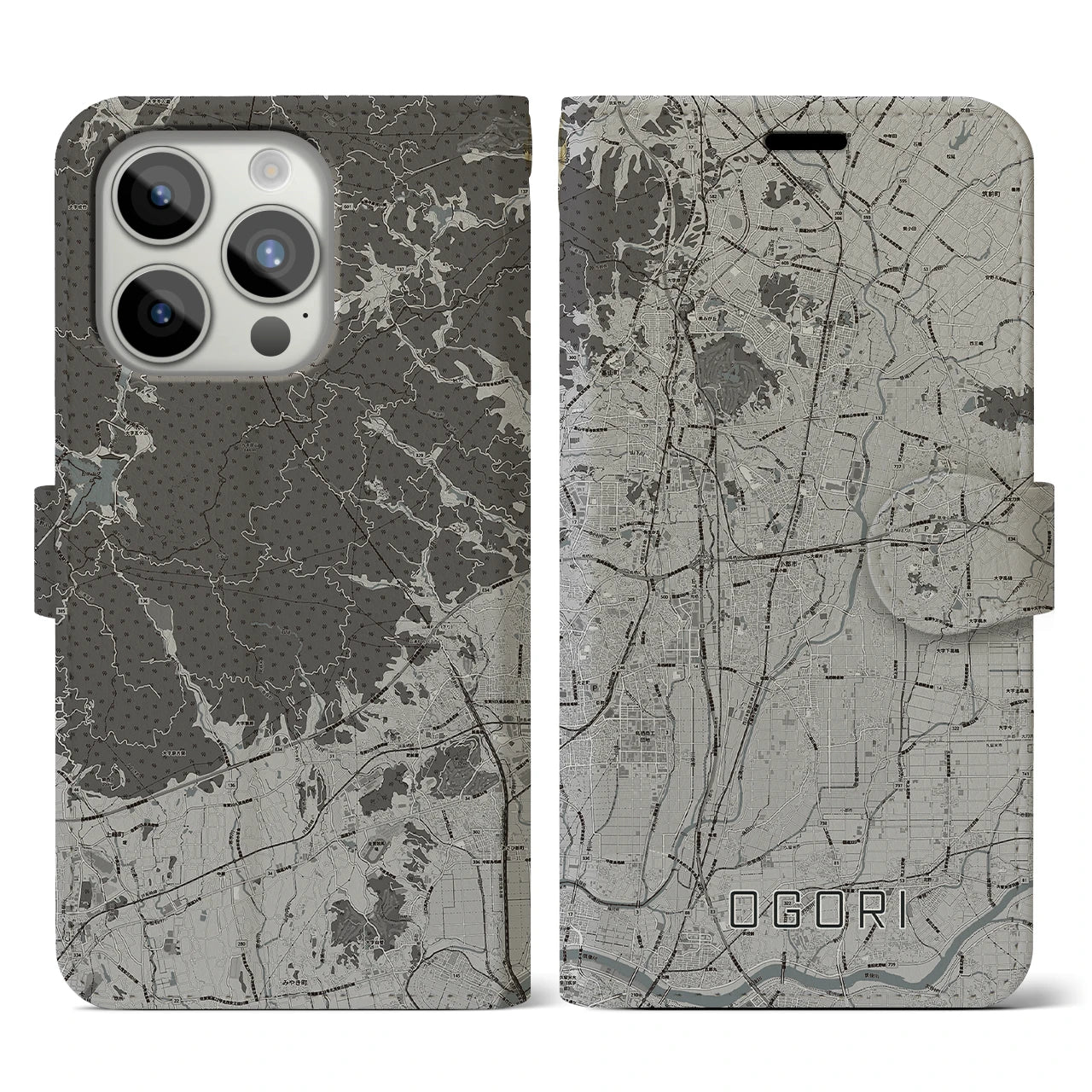 【小郡(福岡県)】地図柄iPhoneケース(手帳タイプ)