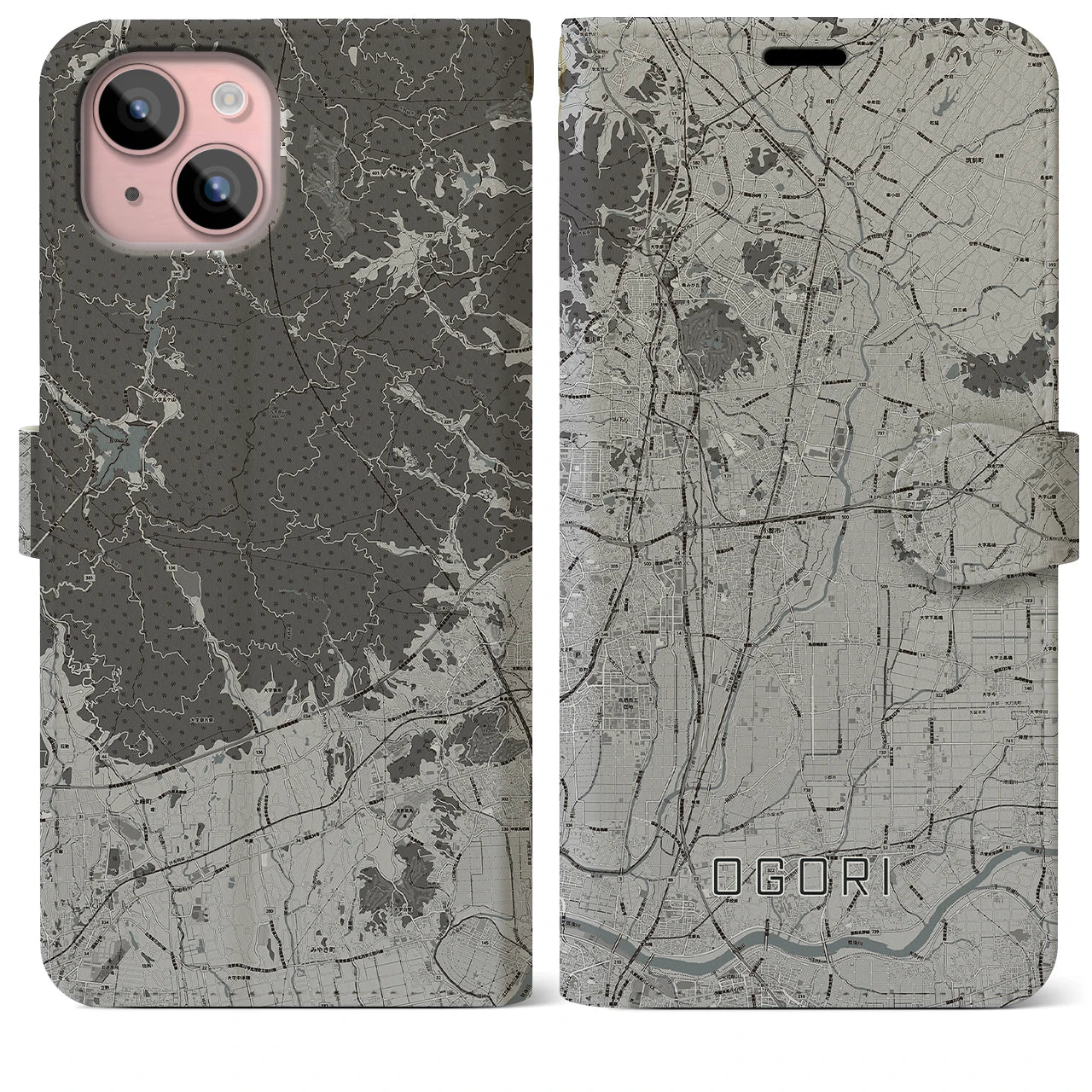 【小郡(福岡県)】地図柄iPhoneケース(手帳タイプ)