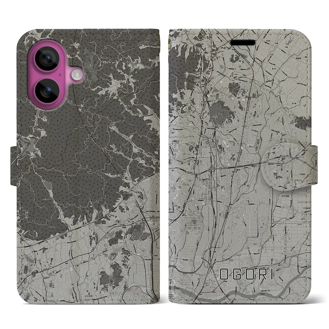 【小郡(福岡県)】地図柄iPhoneケース(手帳タイプ)