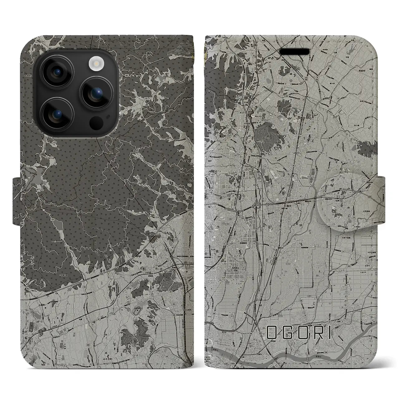 【小郡(福岡県)】地図柄iPhoneケース(手帳タイプ)