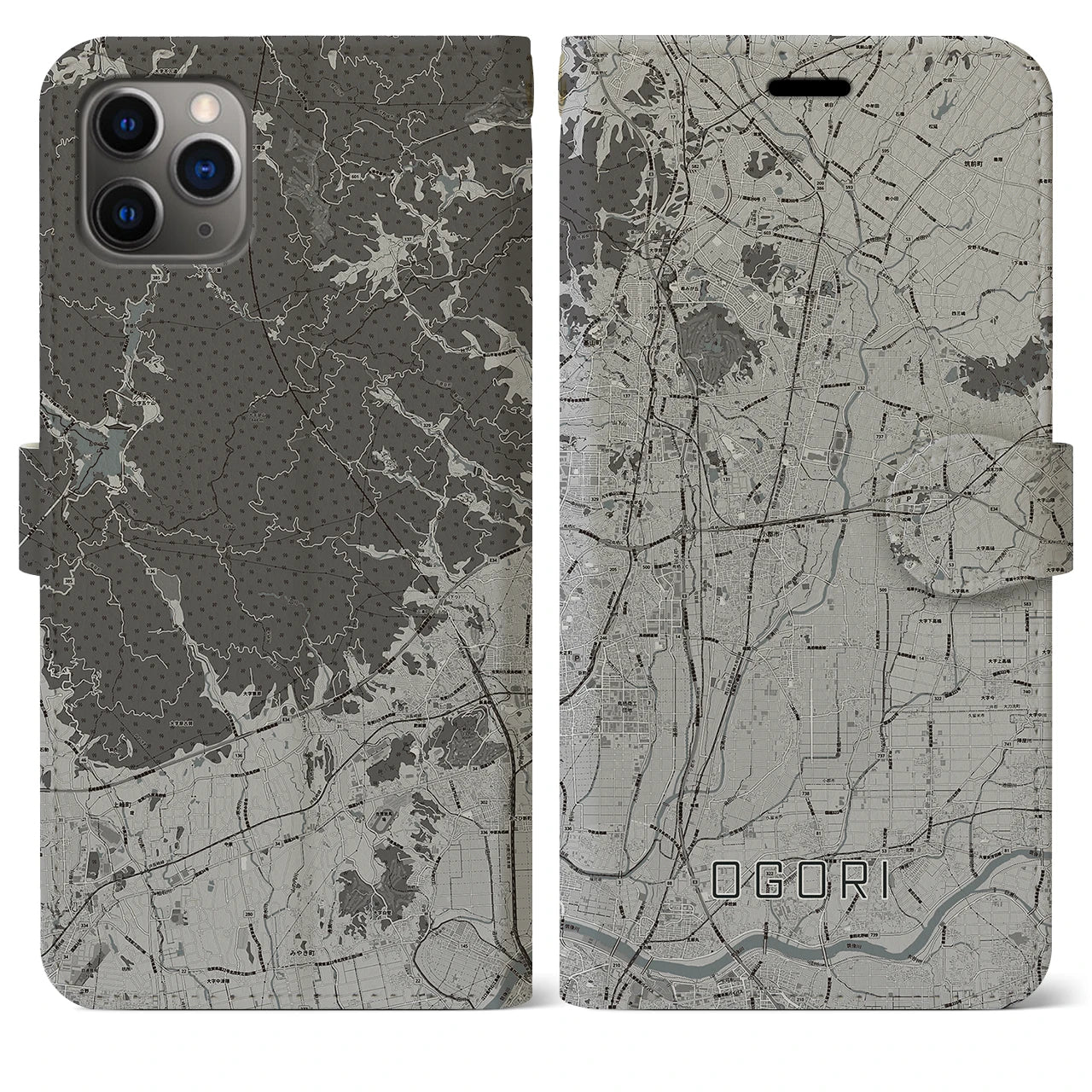 【小郡(福岡県)】地図柄iPhoneケース(手帳タイプ)