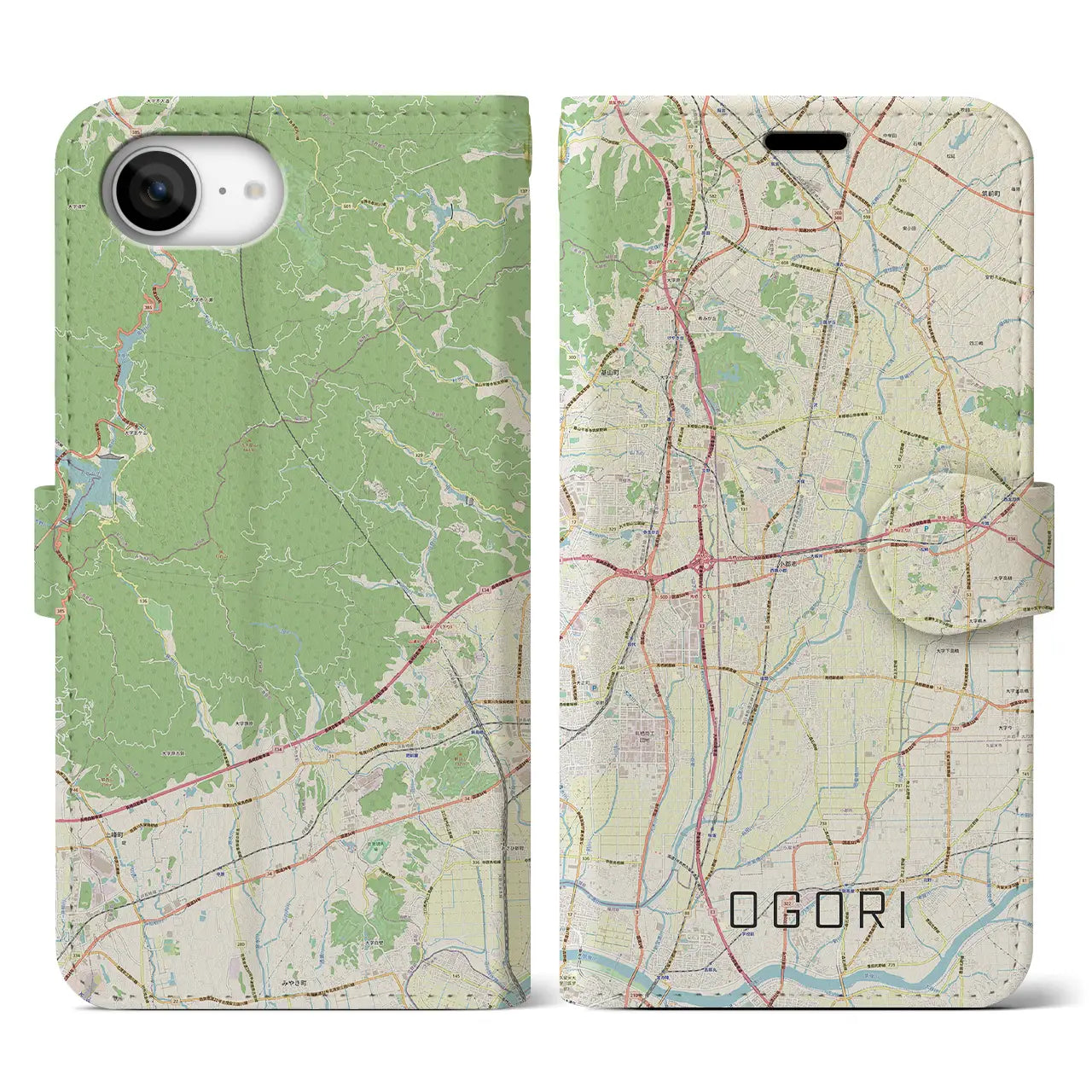 【小郡(福岡県)】地図柄iPhoneケース(手帳タイプ)