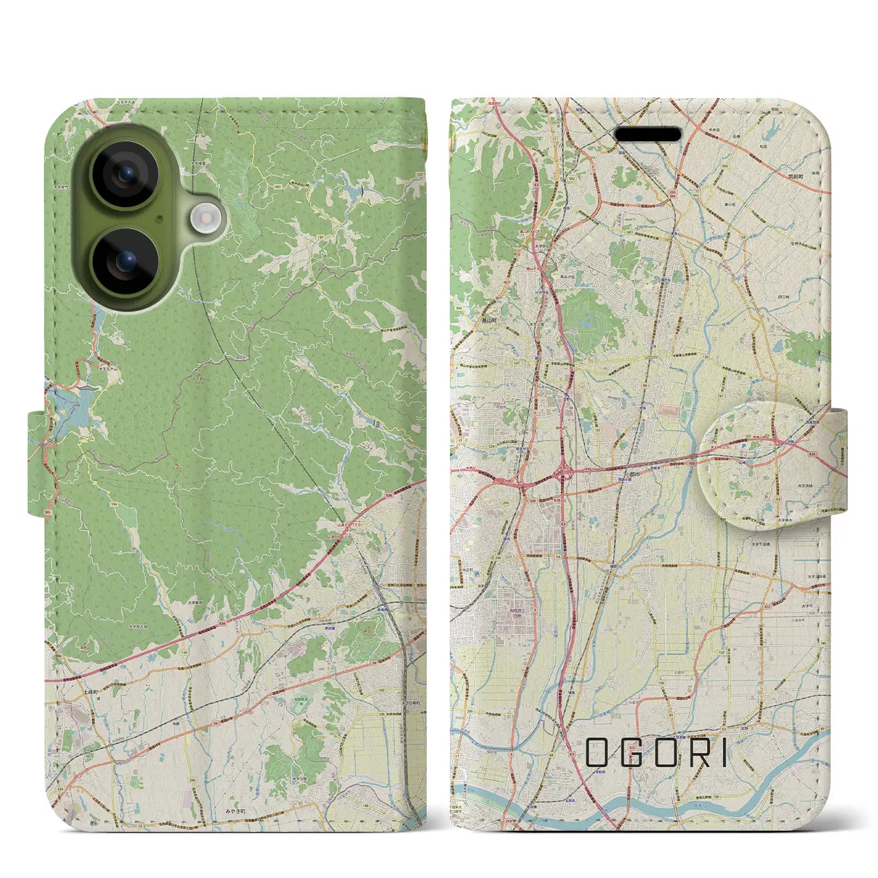 【小郡(福岡県)】地図柄iPhoneケース(手帳タイプ)