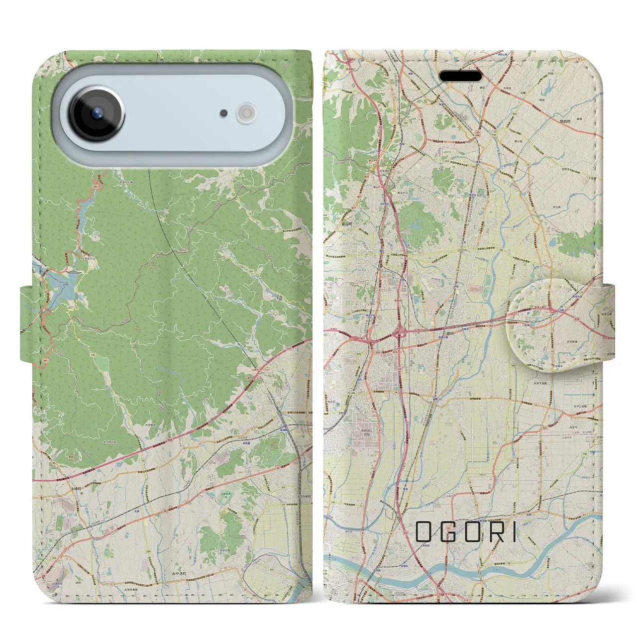 【小郡(福岡県)】地図柄iPhoneケース(手帳タイプ)