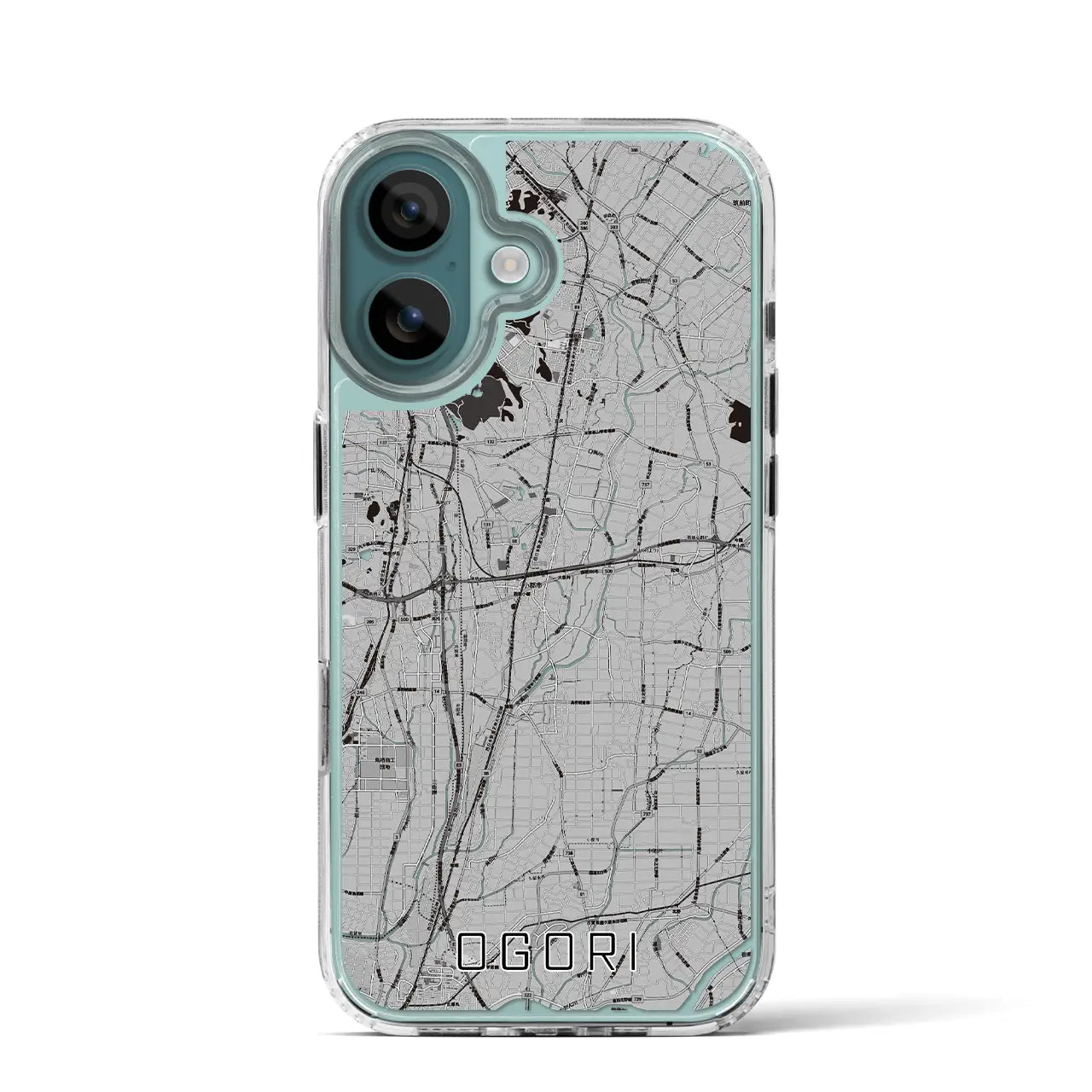 【小郡(福岡県)】地図柄iPhoneケース(MagSafeタイプ)モノトーン・iPhone 16 Pro 用