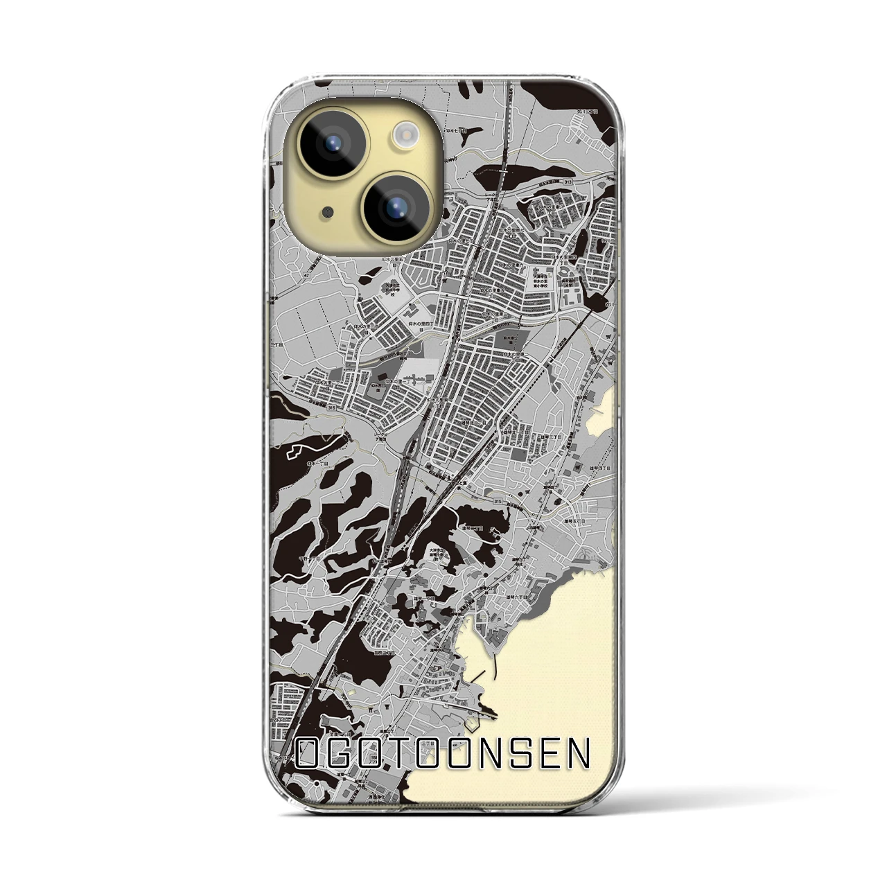 【おごと温泉(滋賀県)】地図柄iPhoneケース(クリアタイプ)