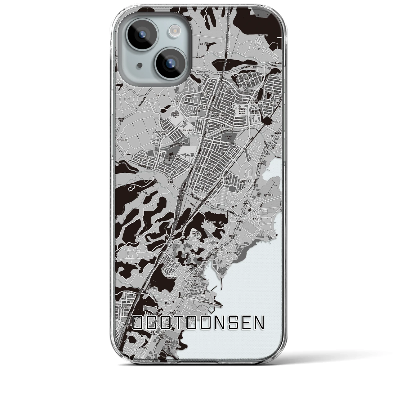 【おごと温泉(滋賀県)】地図柄iPhoneケース(クリアタイプ)