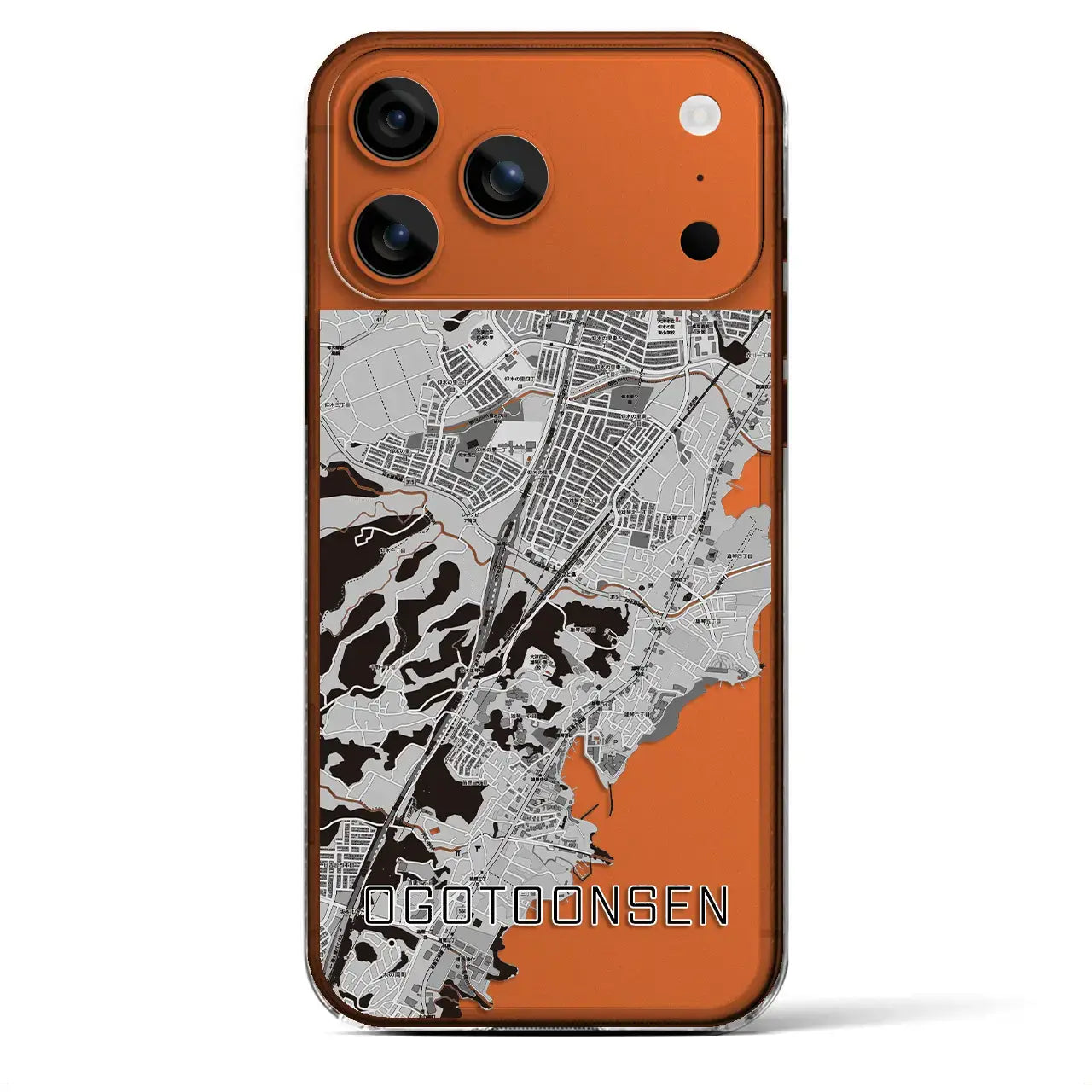 【おごと温泉(滋賀県)】地図柄iPhoneケース(クリアタイプ)モノトーン・iPhone 17 Pro Max 用