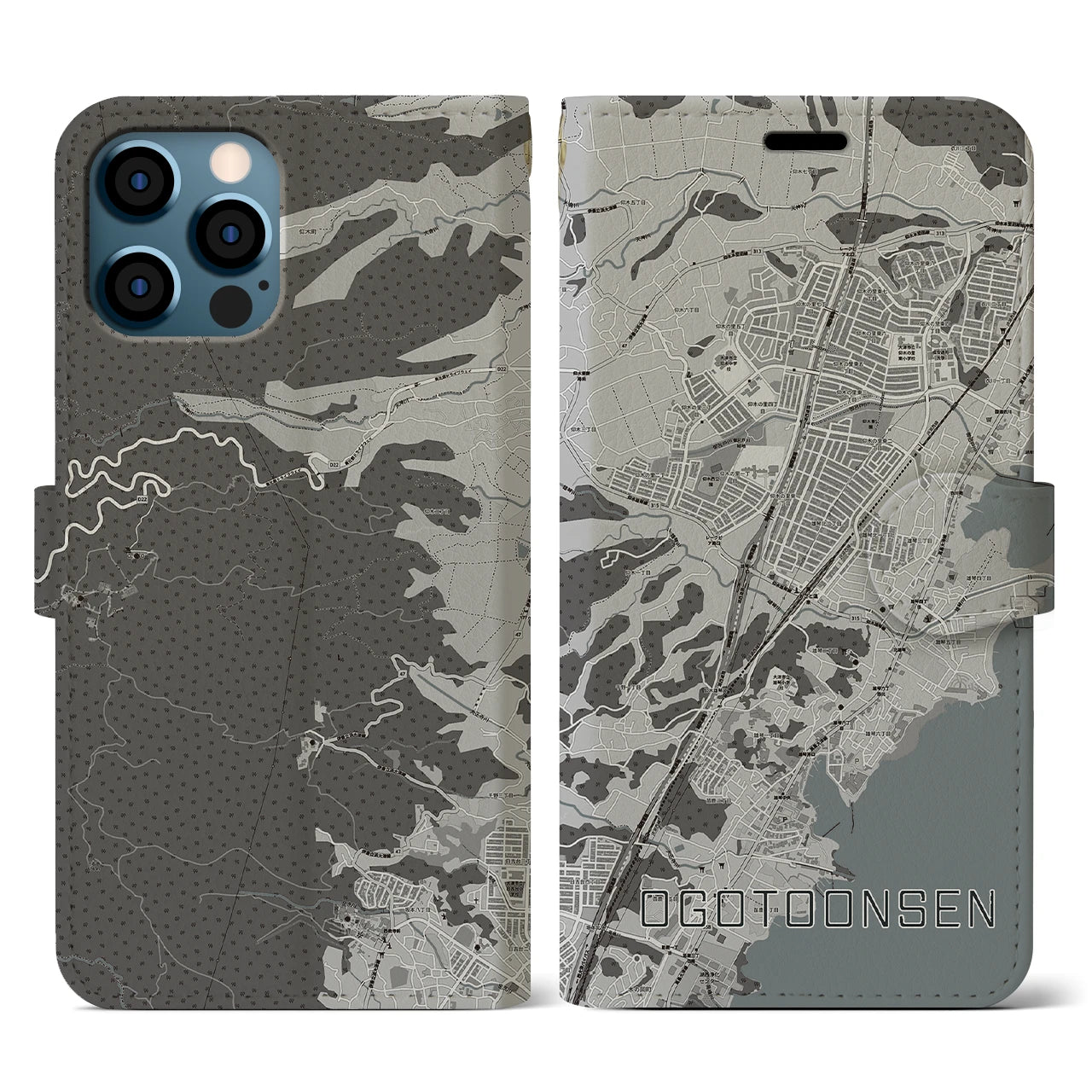 【おごと温泉(滋賀県)】地図柄iPhoneケース(手帳タイプ)