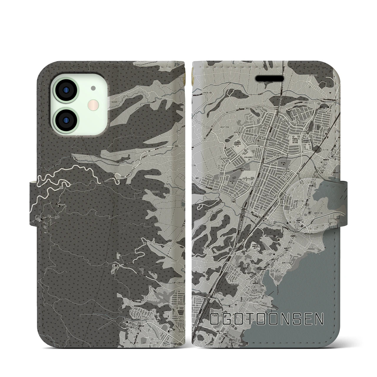 【おごと温泉(滋賀県)】地図柄iPhoneケース(手帳タイプ)