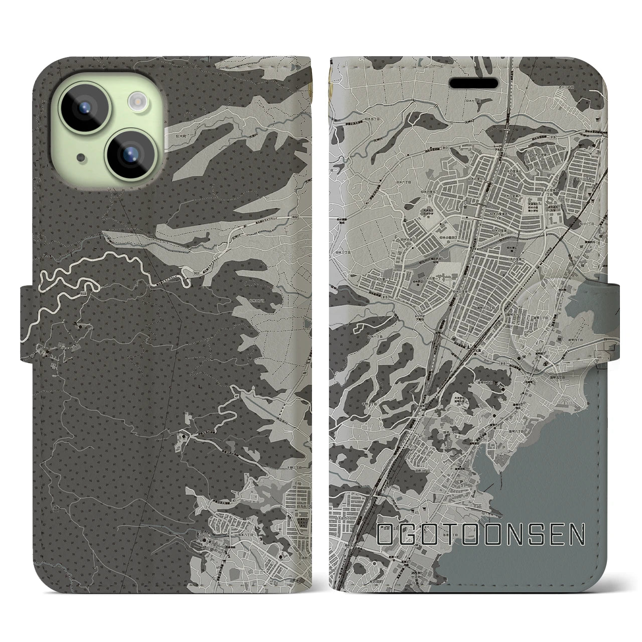 【おごと温泉(滋賀県)】地図柄iPhoneケース(手帳タイプ)