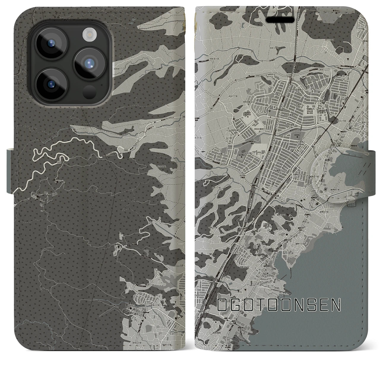 【おごと温泉(滋賀県)】地図柄iPhoneケース(手帳タイプ)