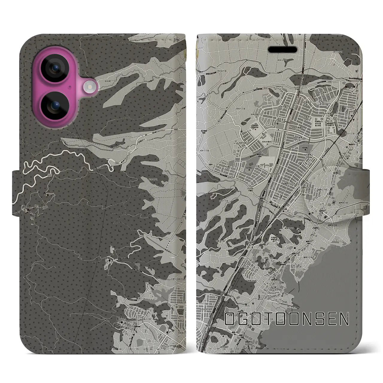 【おごと温泉(滋賀県)】地図柄iPhoneケース(手帳タイプ)