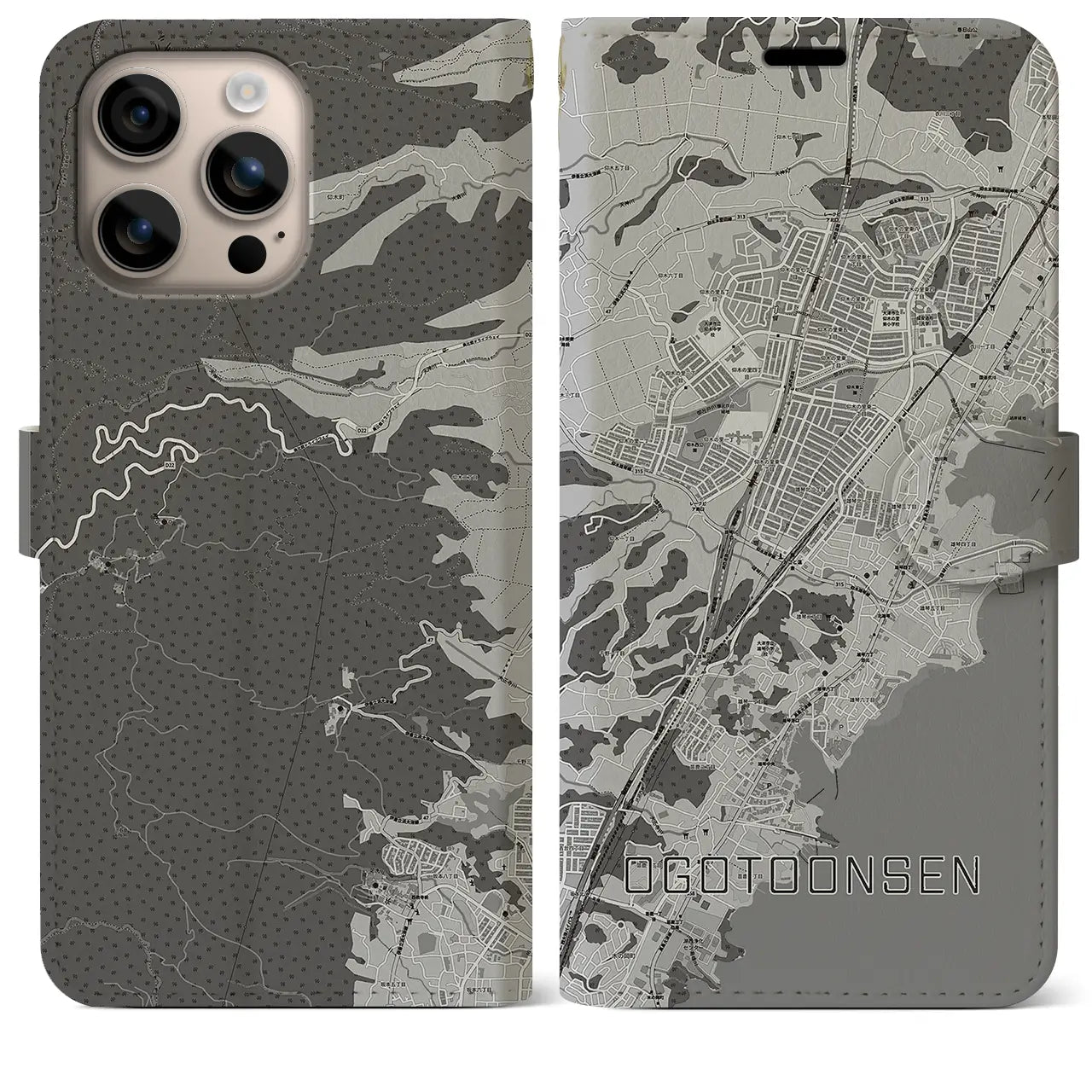 【おごと温泉(滋賀県)】地図柄iPhoneケース(手帳タイプ)