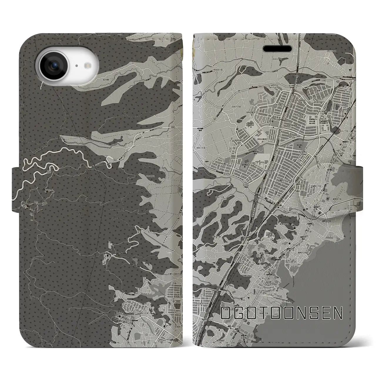 【おごと温泉(滋賀県)】地図柄iPhoneケース(手帳タイプ)