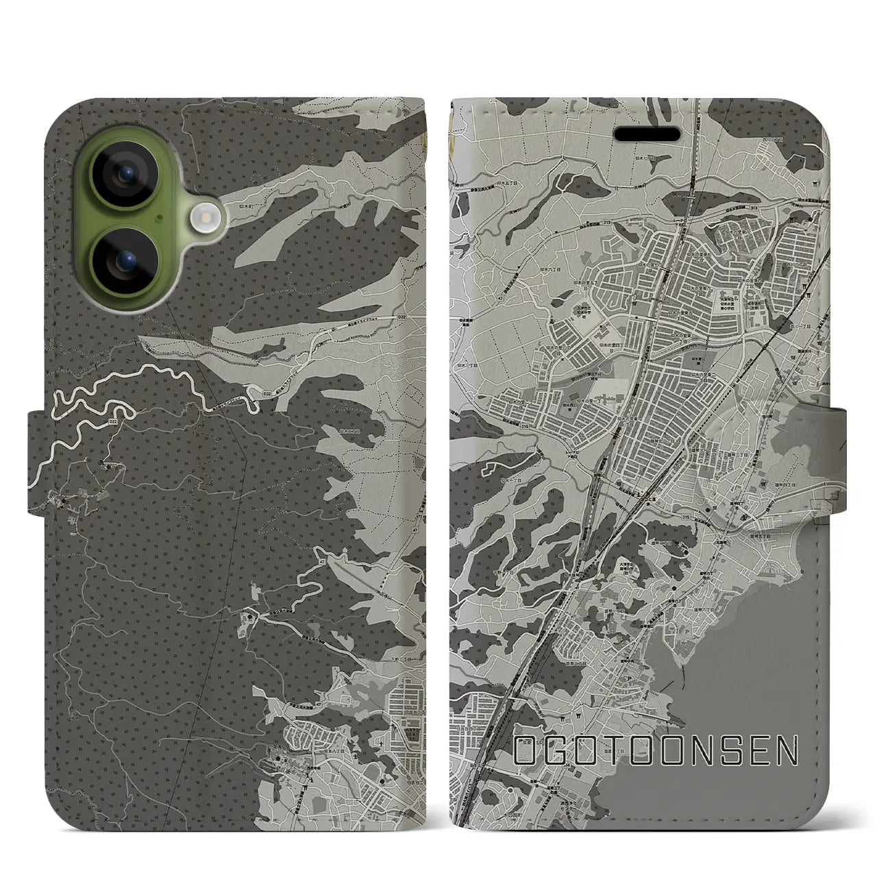 【おごと温泉(滋賀県)】地図柄iPhoneケース(手帳タイプ)