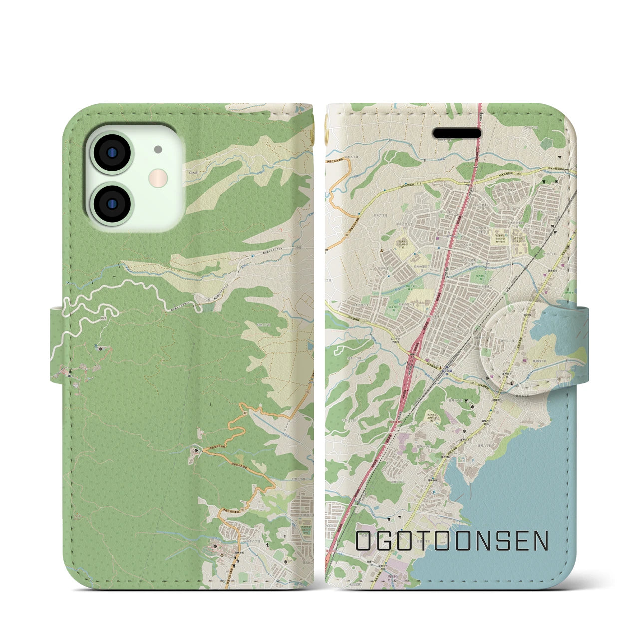 【おごと温泉(滋賀県)】地図柄iPhoneケース(手帳タイプ)