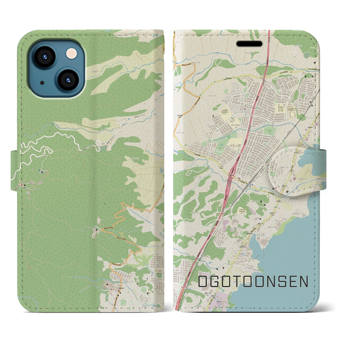 【おごと温泉(滋賀県)】地図柄iPhoneケース(手帳タイプ)