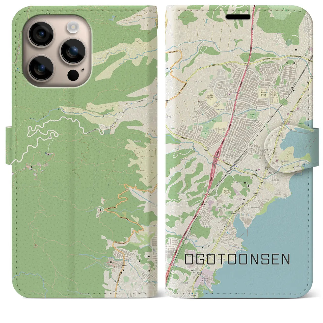 【おごと温泉(滋賀県)】地図柄iPhoneケース(手帳タイプ)