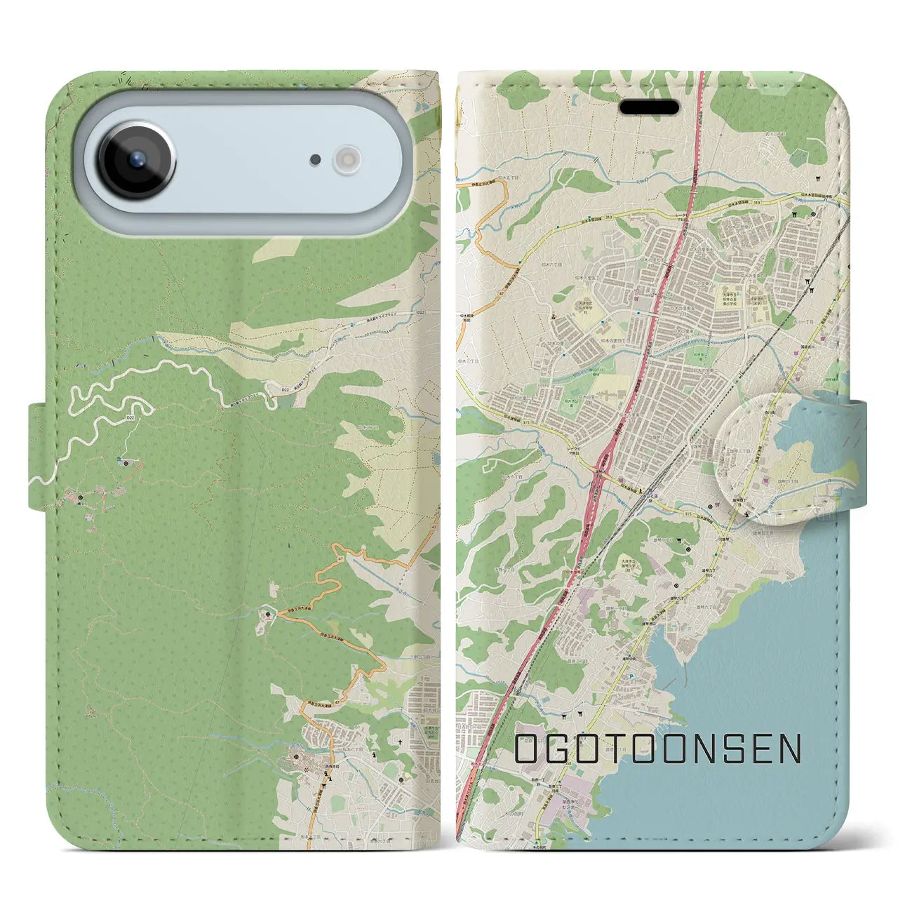 【おごと温泉(滋賀県)】地図柄iPhoneケース(手帳タイプ)