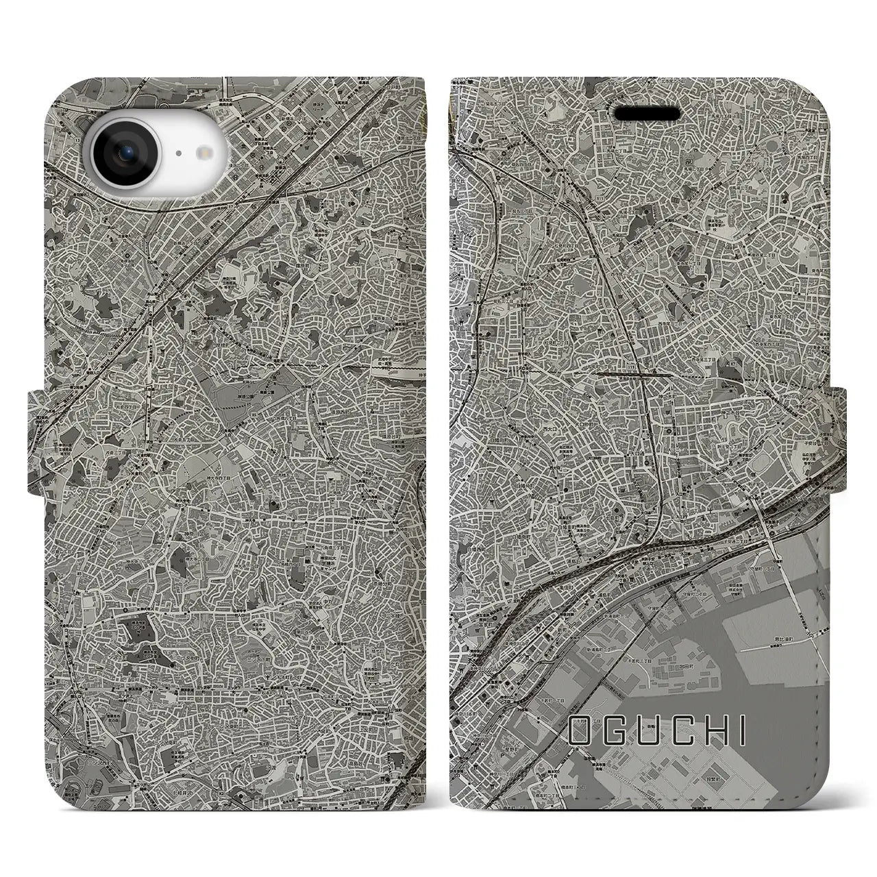 【大口(神奈川県)】地図柄iPhoneケース(手帳タイプ)