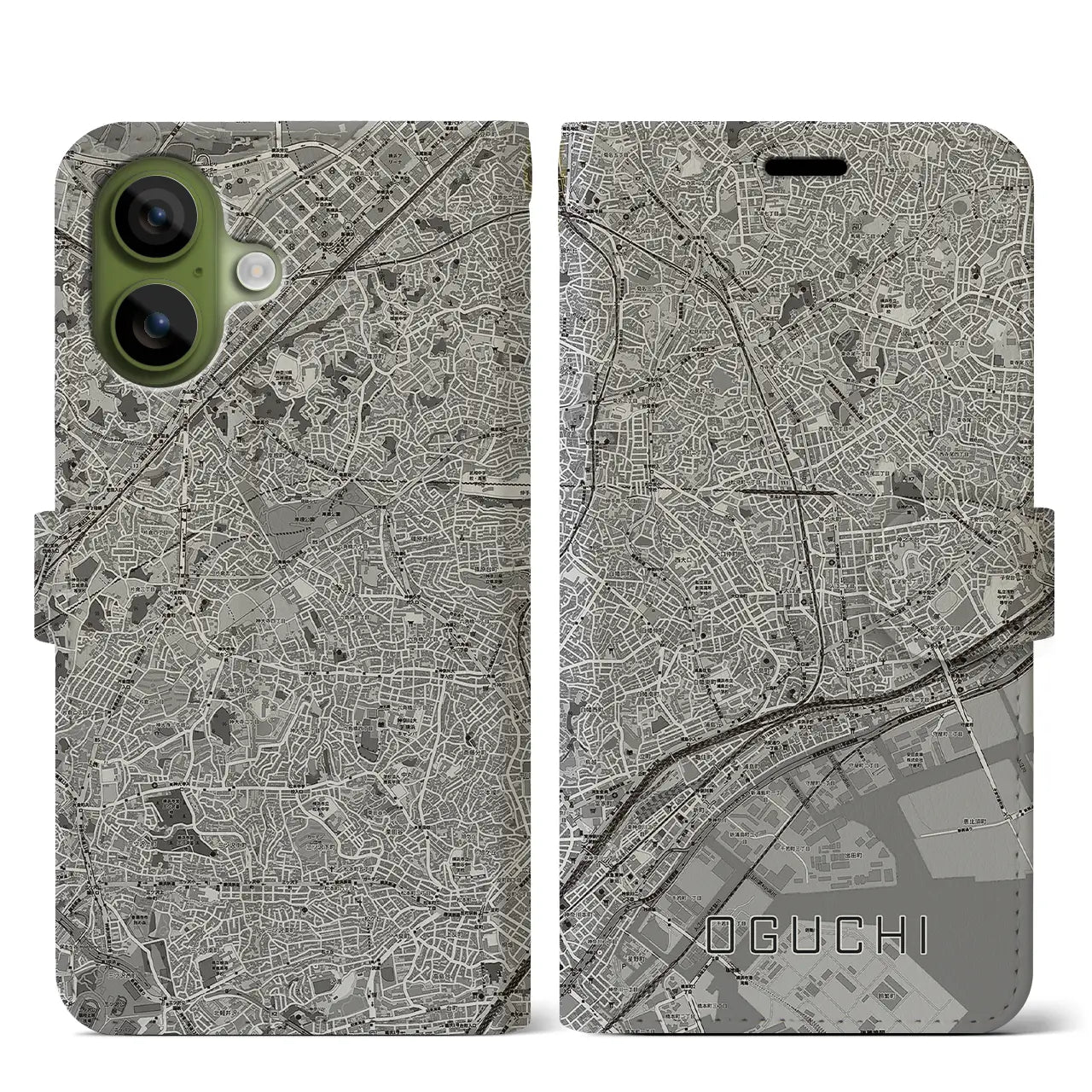 【大口(神奈川県)】地図柄iPhoneケース(手帳タイプ)