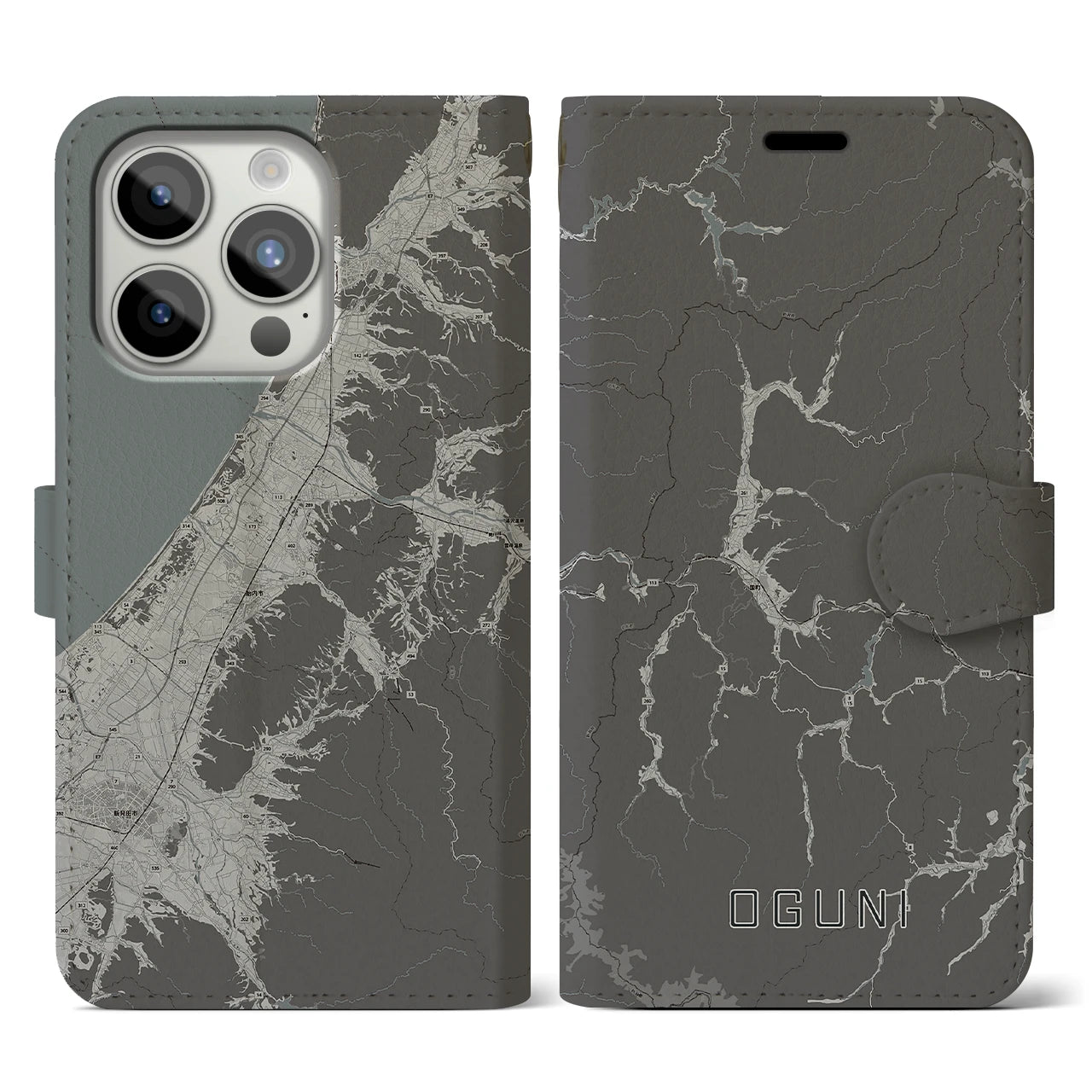 【小国(山形県)】地図柄iPhoneケース(手帳タイプ)