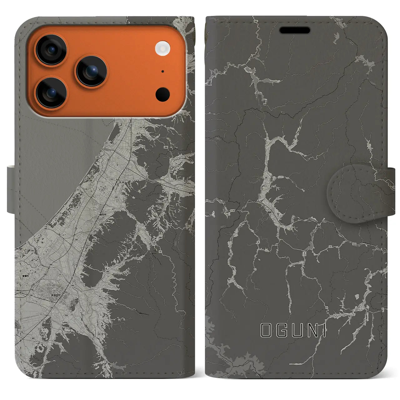 【小国(山形県)】地図柄iPhoneケース(手帳タイプ)