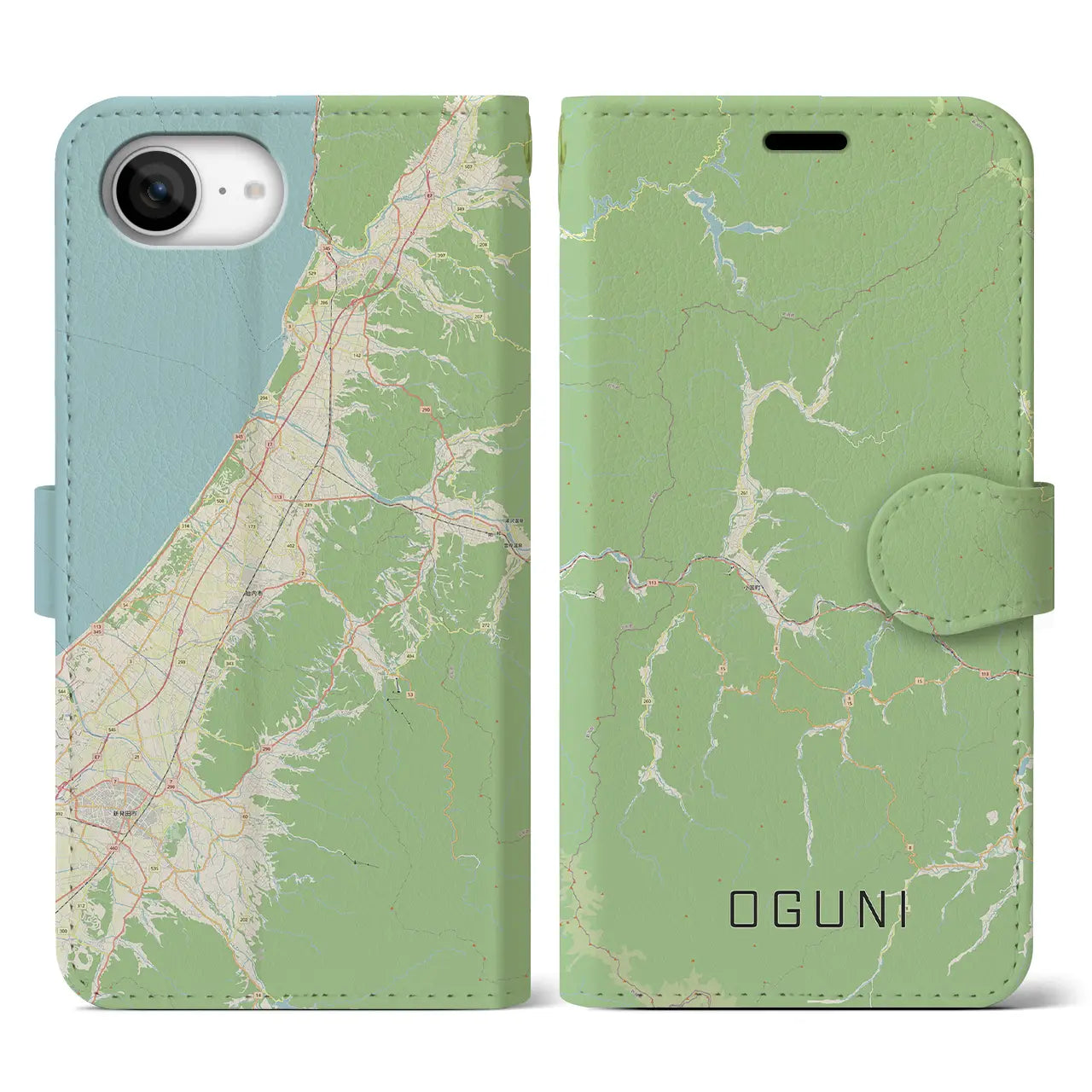 【小国(山形県)】地図柄iPhoneケース(手帳タイプ)