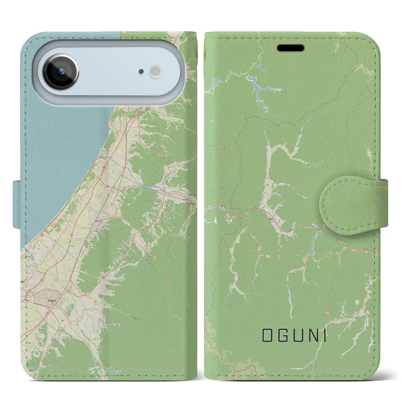 【小国(山形県)】地図柄iPhoneケース(手帳タイプ)