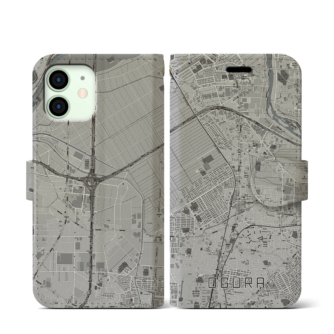 【小倉(京都府)】地図柄iPhoneケース(手帳タイプ)