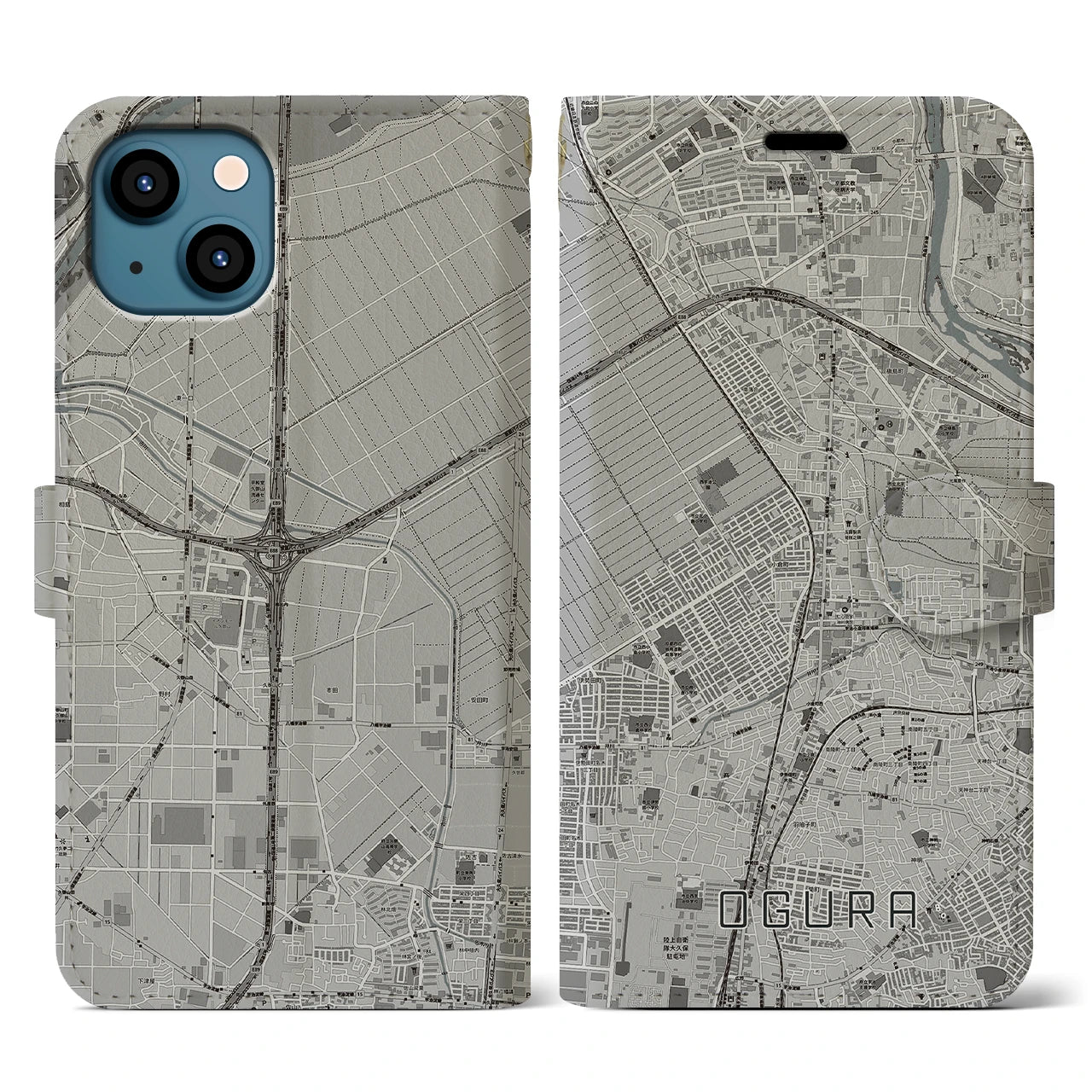 【小倉(京都府)】地図柄iPhoneケース(手帳タイプ)