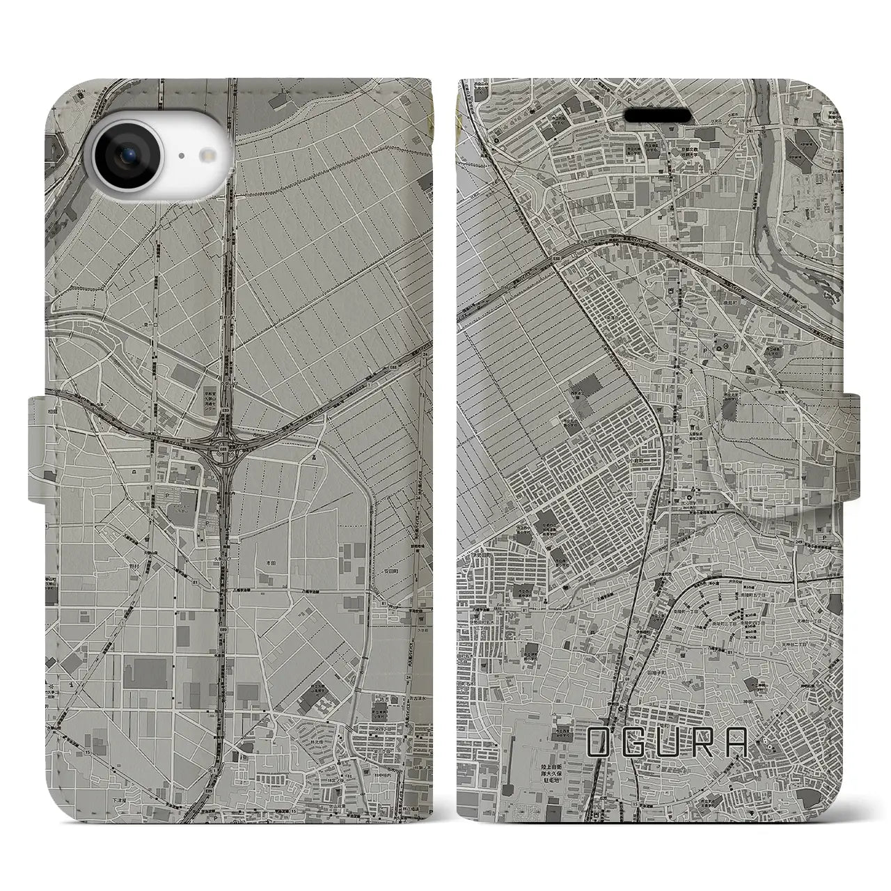 【小倉(京都府)】地図柄iPhoneケース(手帳タイプ)