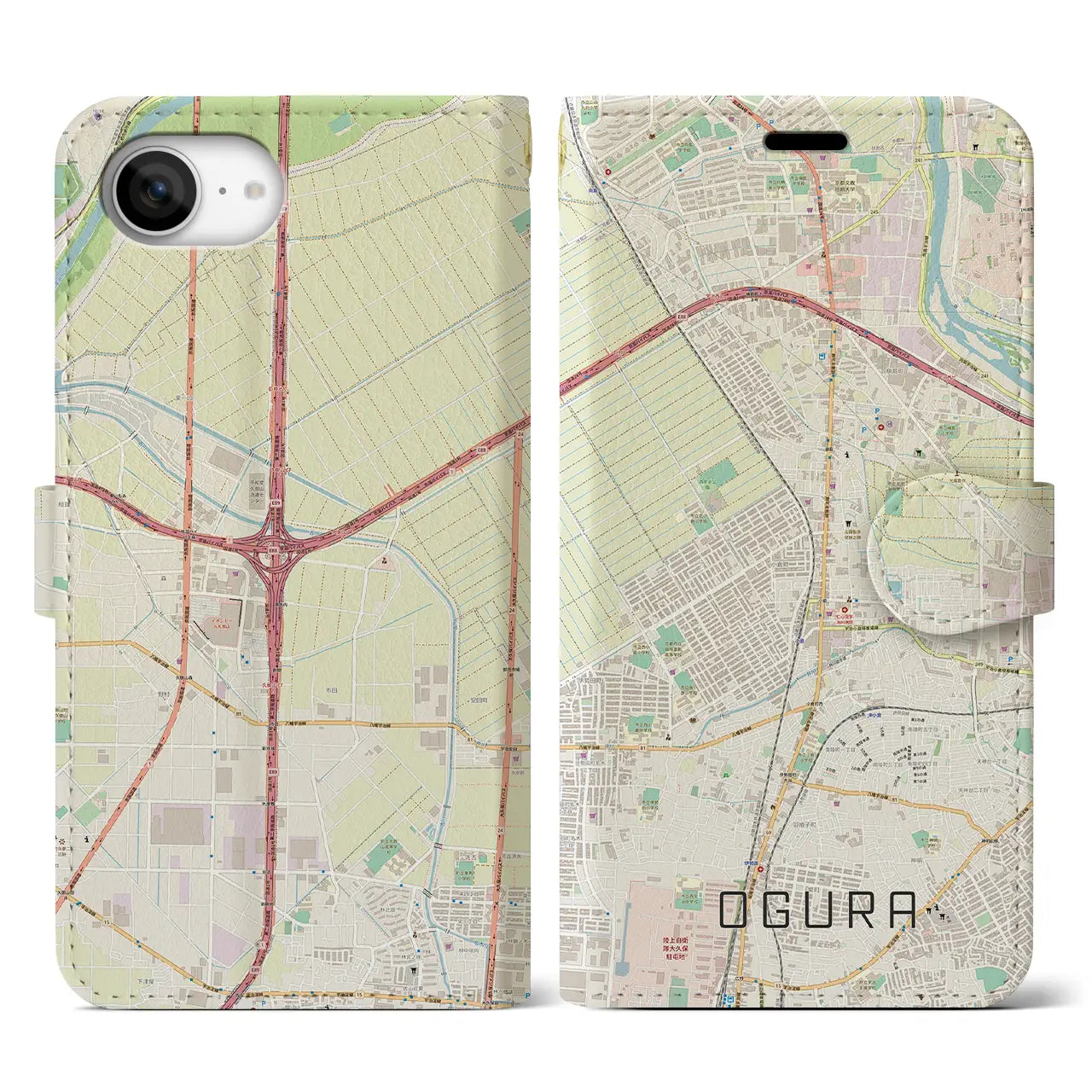 【小倉(京都府)】地図柄iPhoneケース(手帳タイプ)