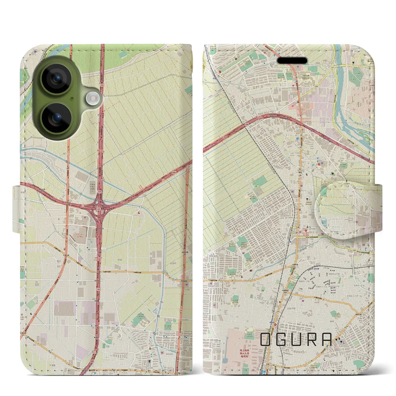 【小倉(京都府)】地図柄iPhoneケース(手帳タイプ)