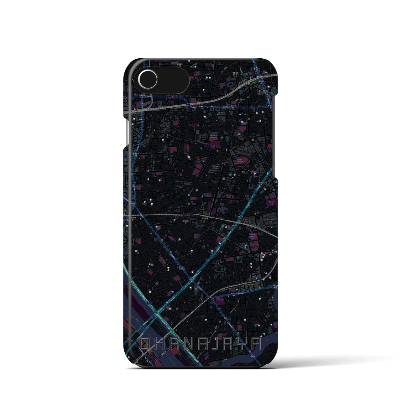 【お花茶屋(東京都)】地図柄iPhoneケース(バックカバータイプ)