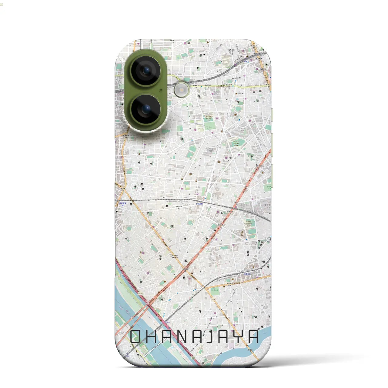 【お花茶屋(東京都)】地図柄iPhoneケース(バックカバータイプ)ブラック・iPhone 17 Pro Max 用