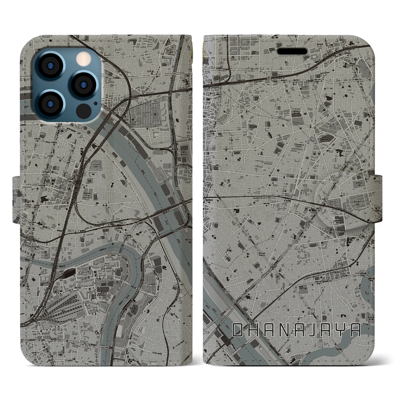 【お花茶屋(東京都)】地図柄iPhoneケース(手帳タイプ)